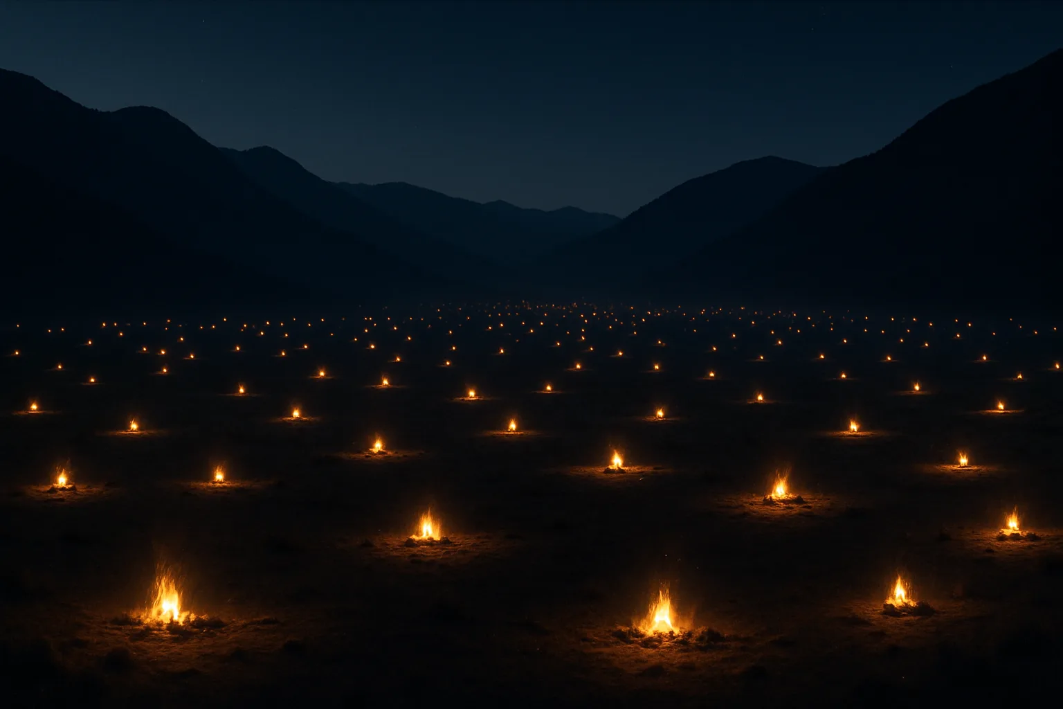 Vast Number of Distant Campfires Twinkle Like Fallen Stars