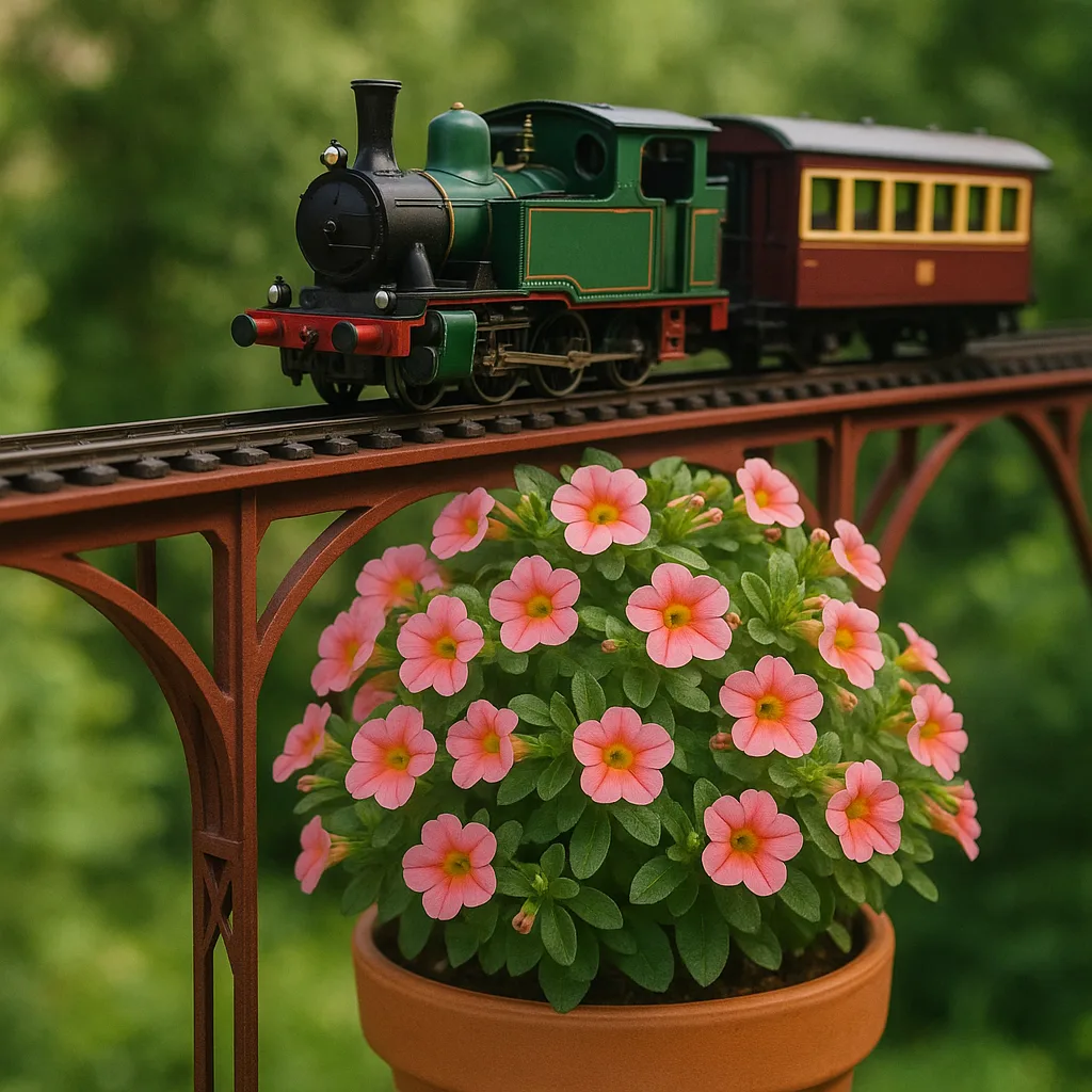 Showcasing a Tiny Train Placed on Top of a Vibrant