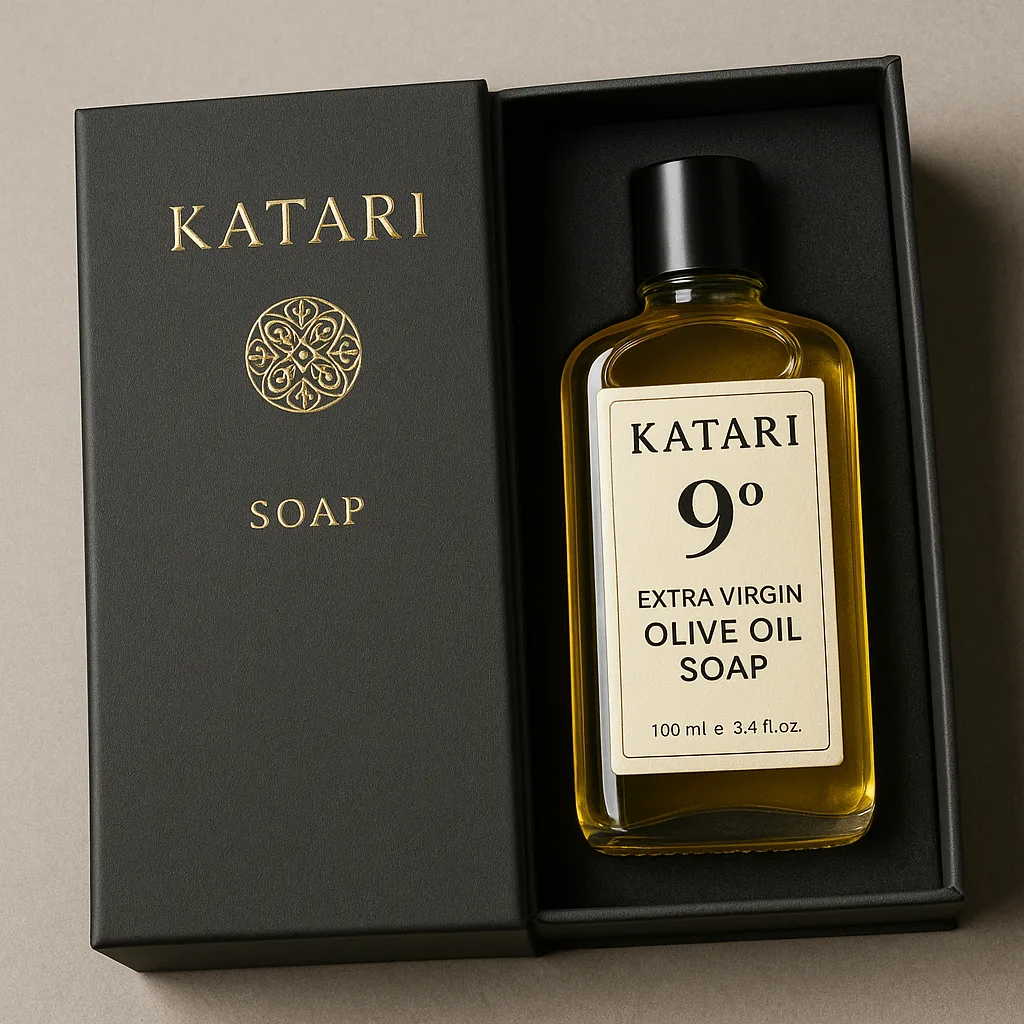 Bottle of "Katari 9º Extra Virgin Olive Oil Soap"