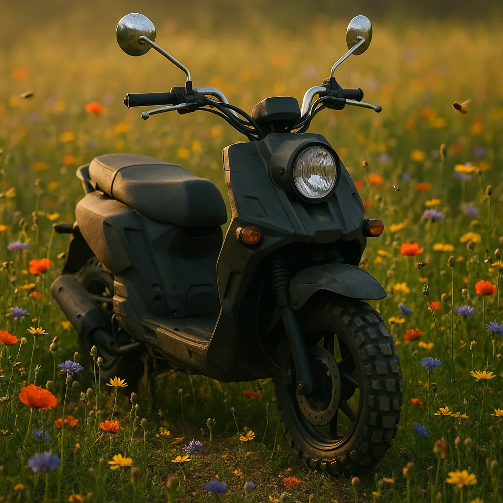 Rugged Matte Adventure Scooter with Chrome Handlebars
