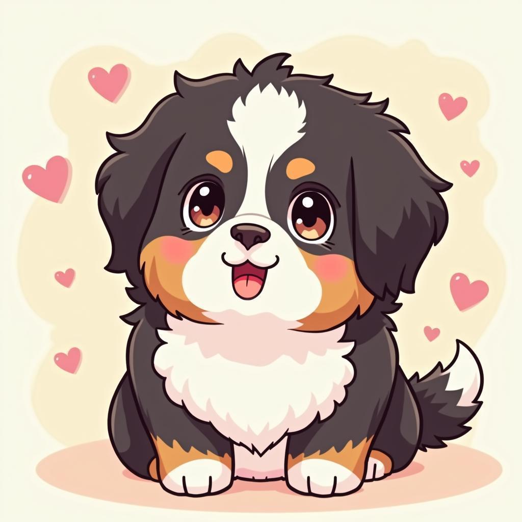 Pastel Anime Bernese Dog With Expressive Eyes
