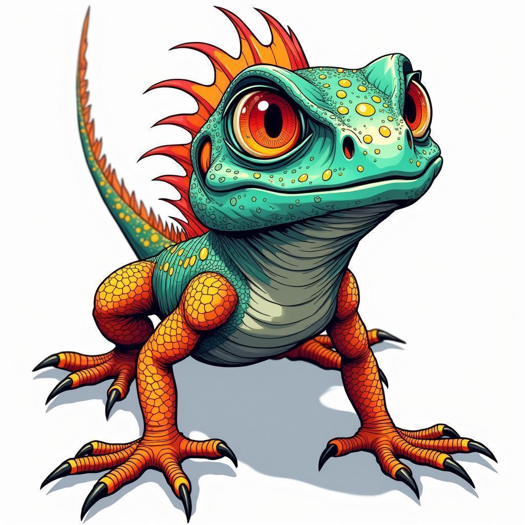 Shimmering Manga Lizard With Intense Gaze