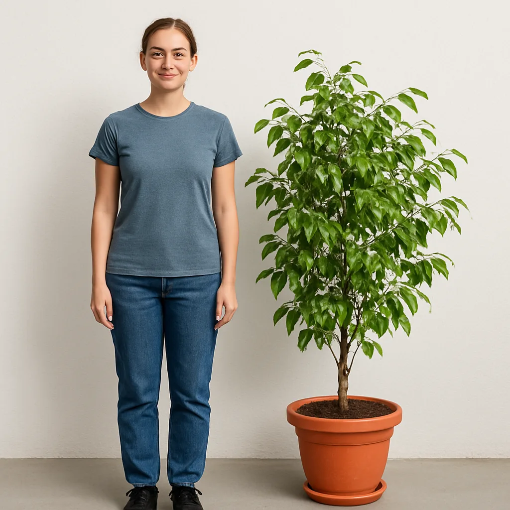 Photo Showing a Person Positioned Beside a Potted Plant