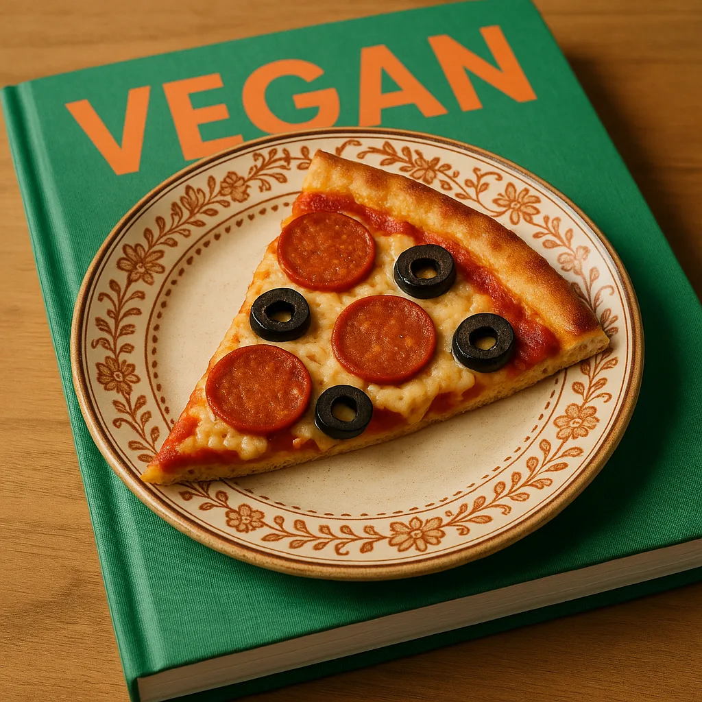 Slice of Vegan Pizza with Plant-based Cheese