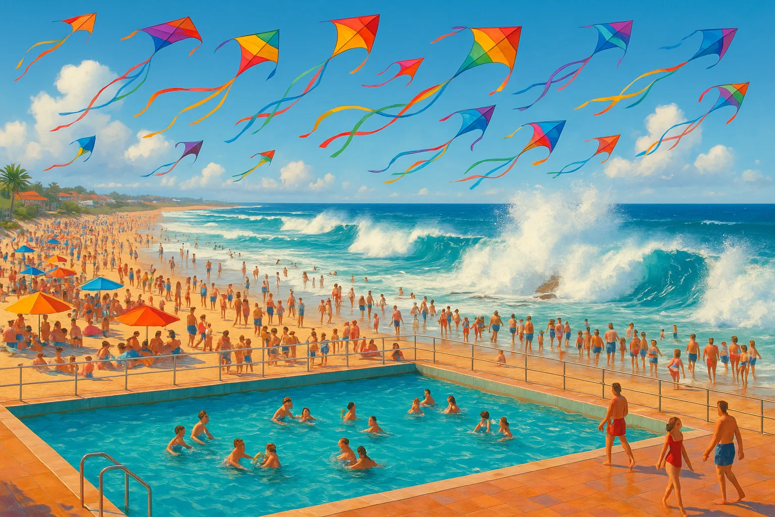 Seaside Scene with Crashing Waves