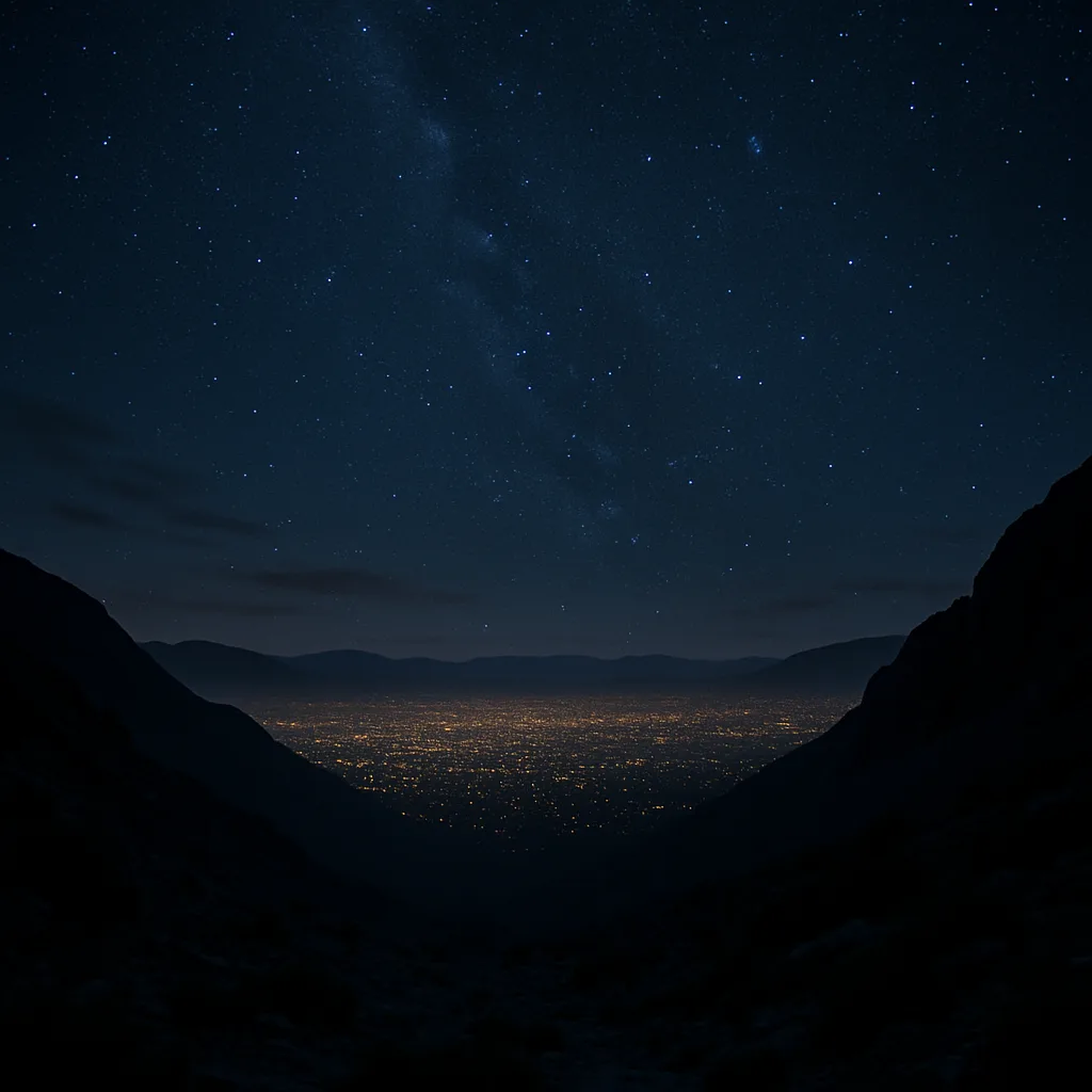 Innumerable Distant City Lights Blanket a Vast