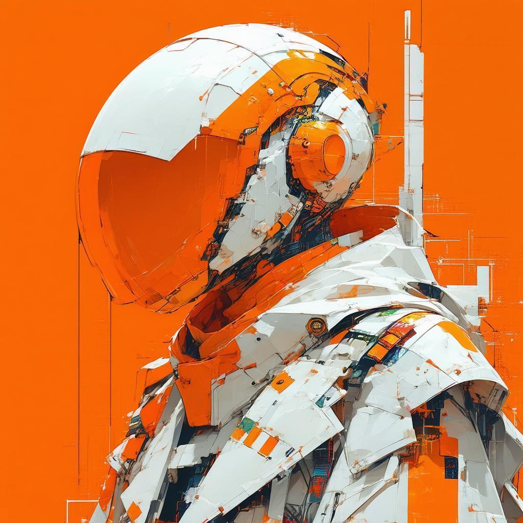 Pop Art Warrior in Orange and White