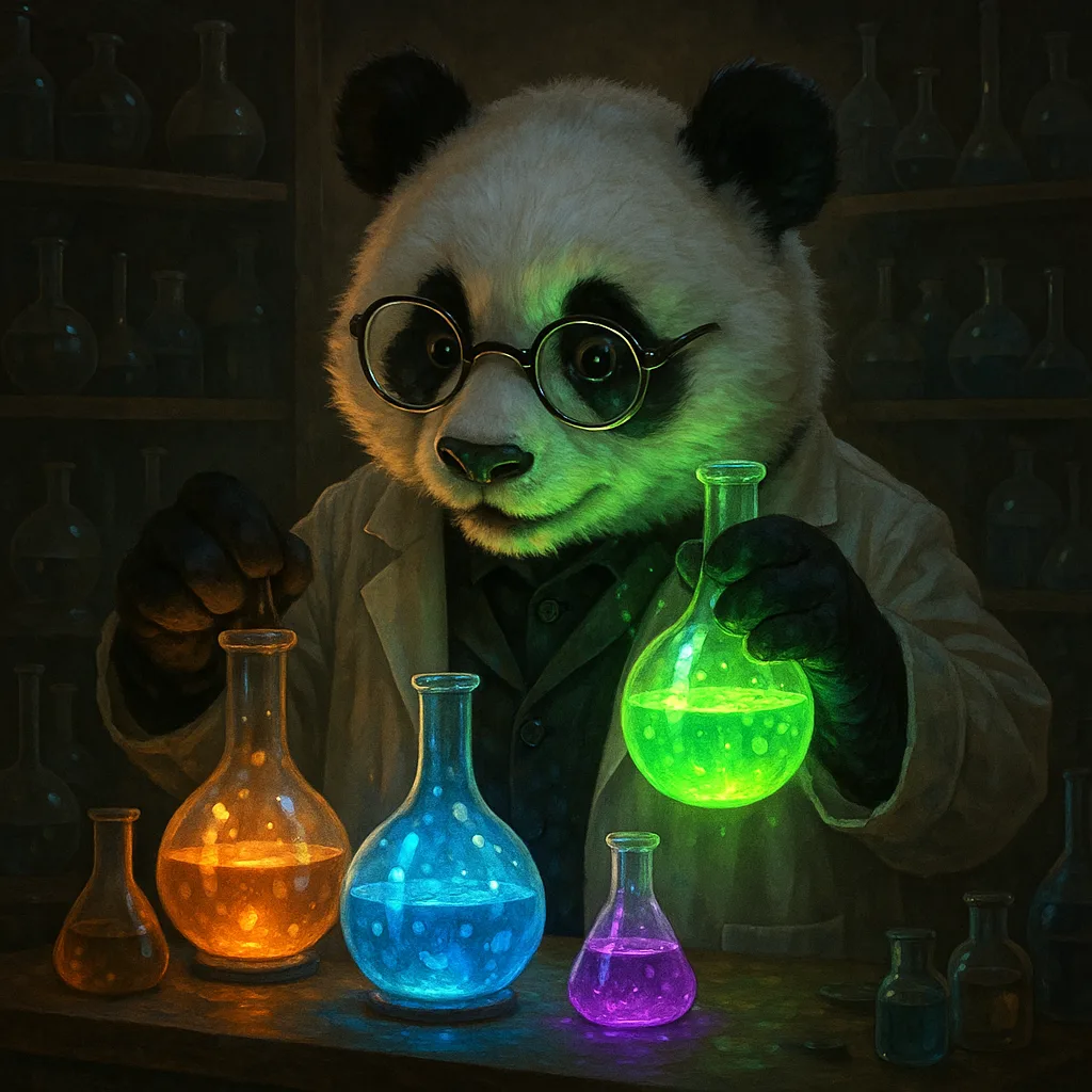 Brilliant Panda Conducting Experiments