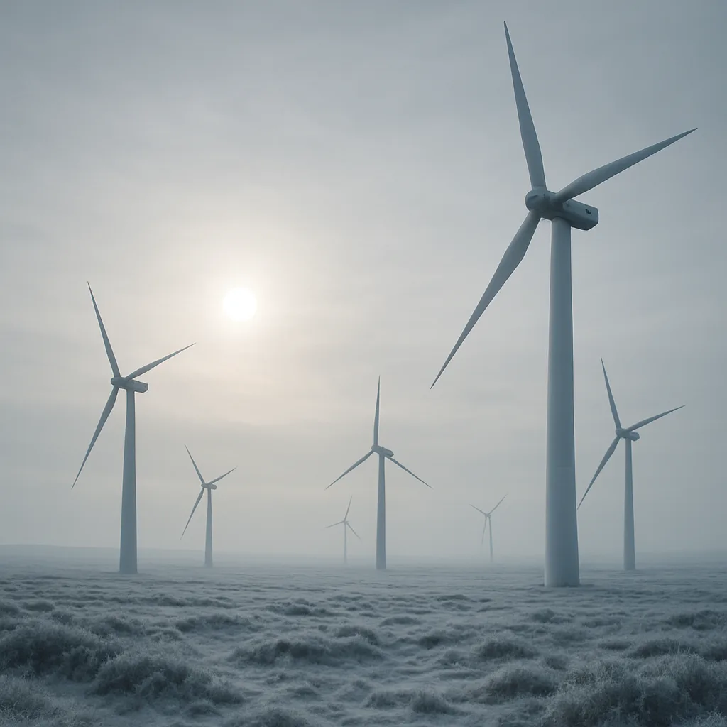 Numerous Colossal Wind Turbines Stand Silent Guard over a Desolate