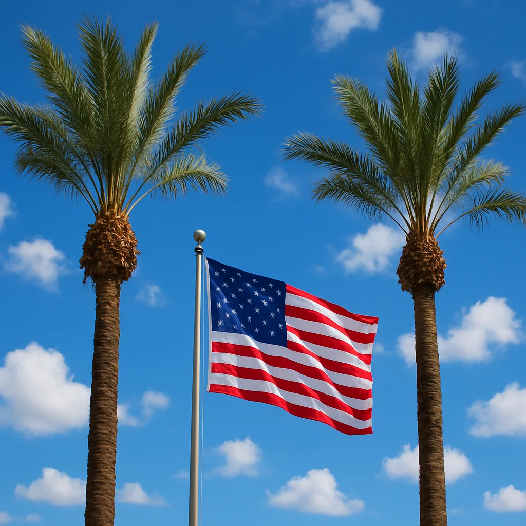 U.S. Flag Waving on a Pole