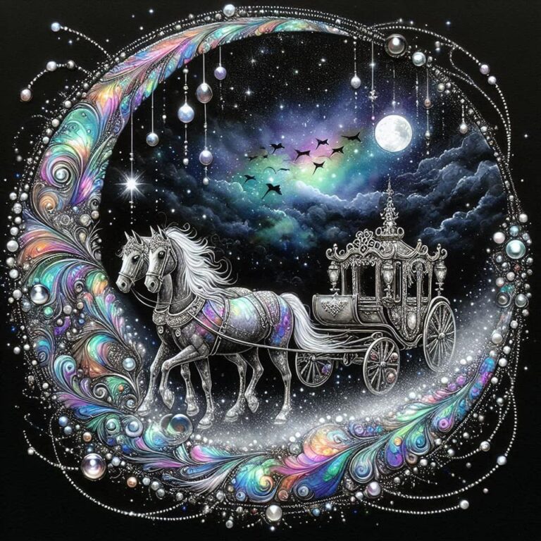 Fantasy Carriage Ride Under Starry Sky