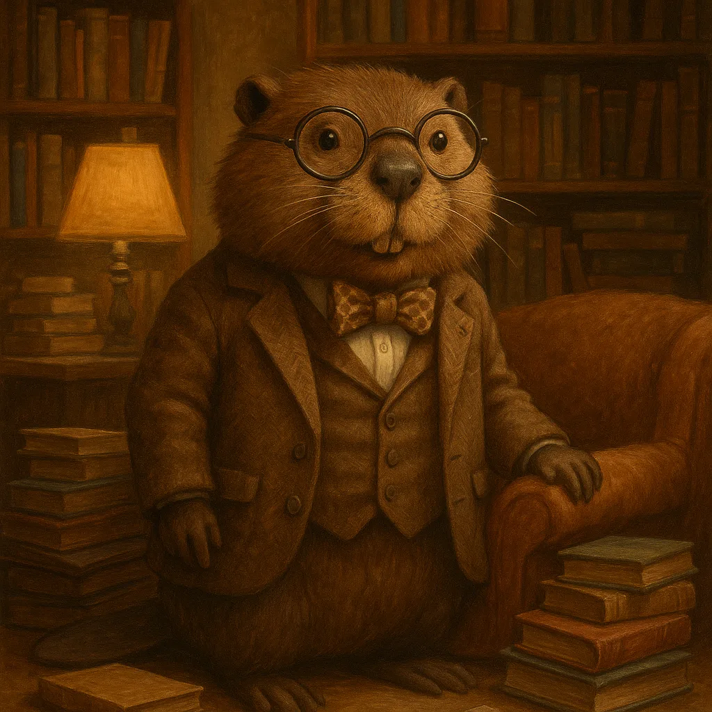Studious Beaver Wearing Circular Glasses