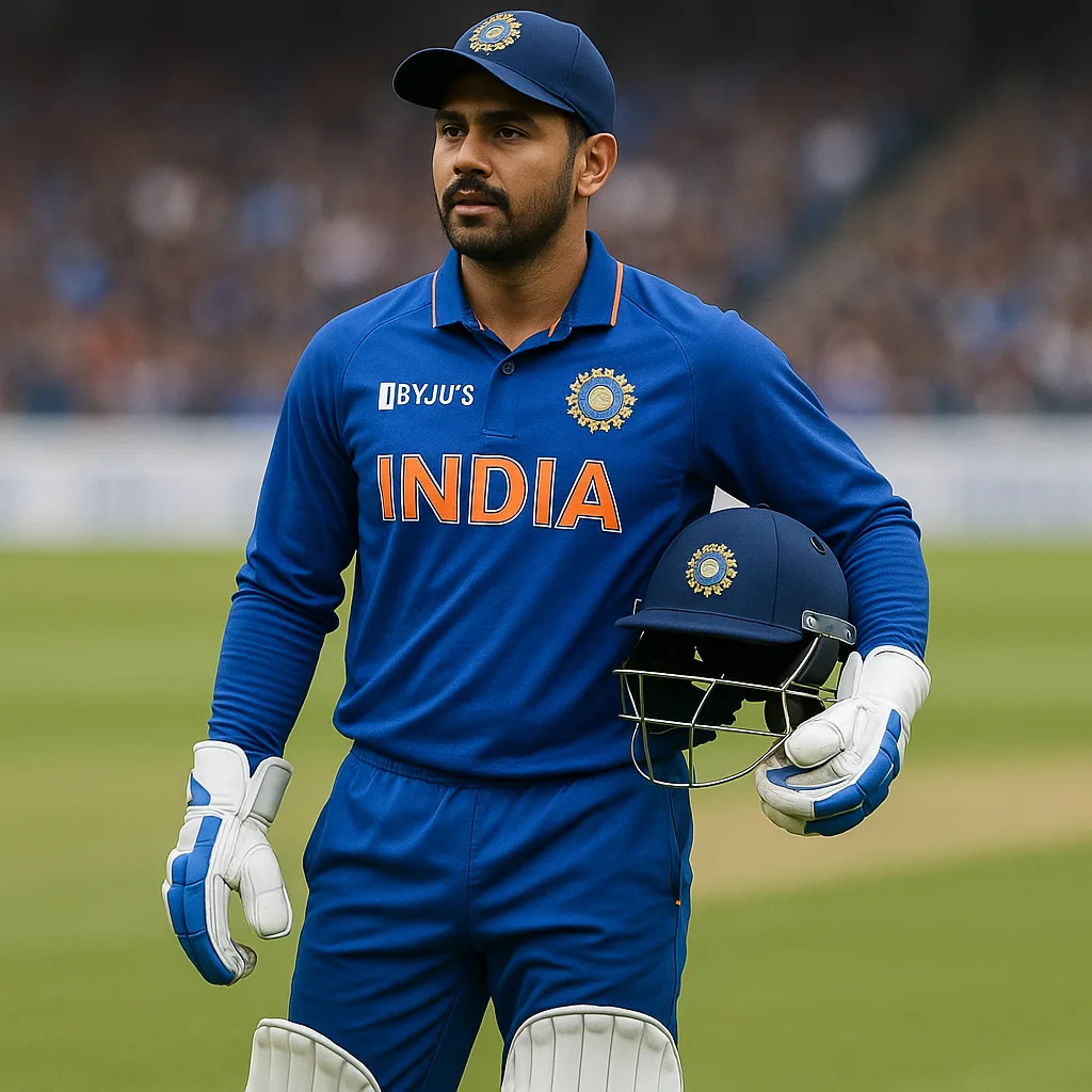 Indian Cricket Player Wearing Full Wicket-keeping Gear