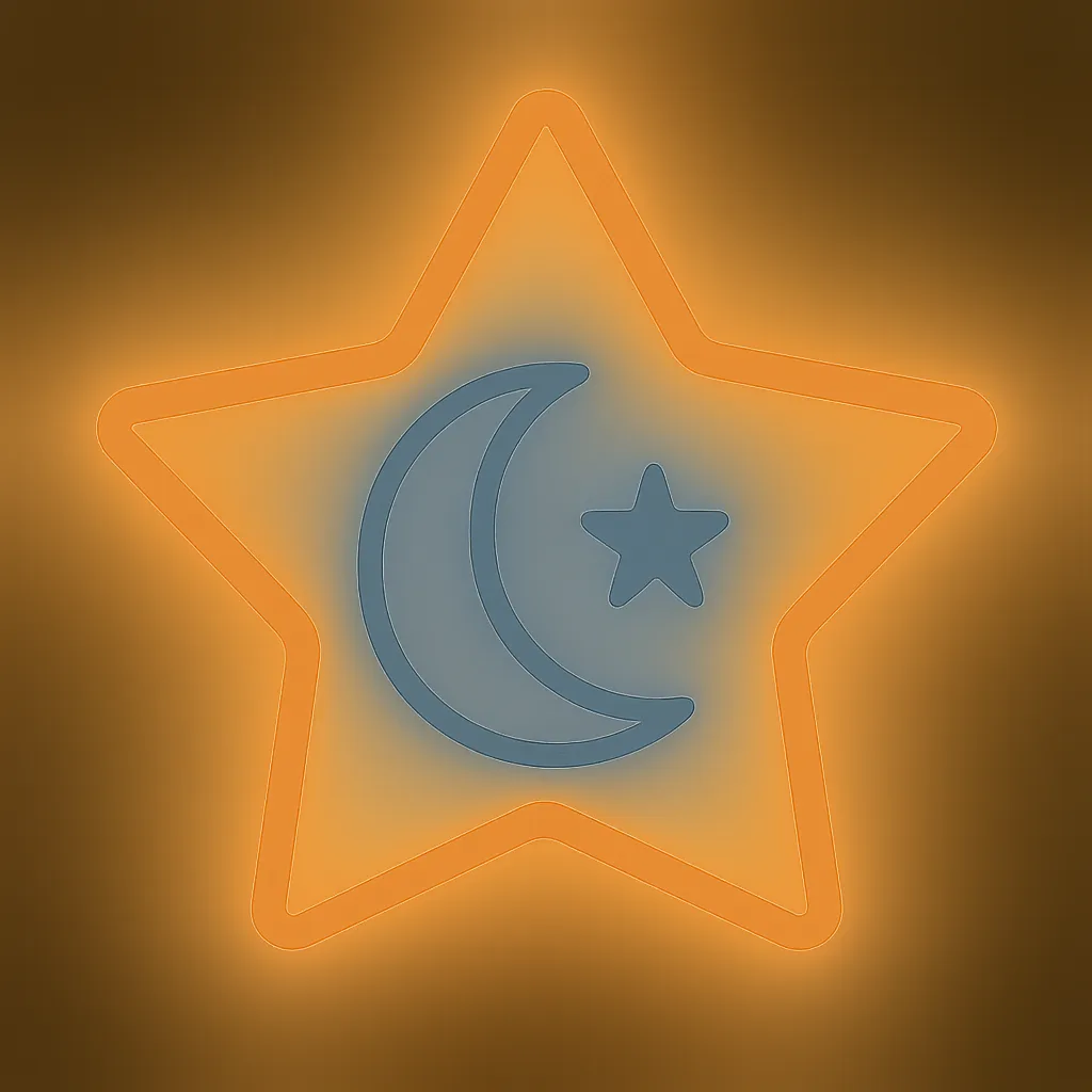 Star-shaped Outline with an Orange Border Containing a Gray Crescent