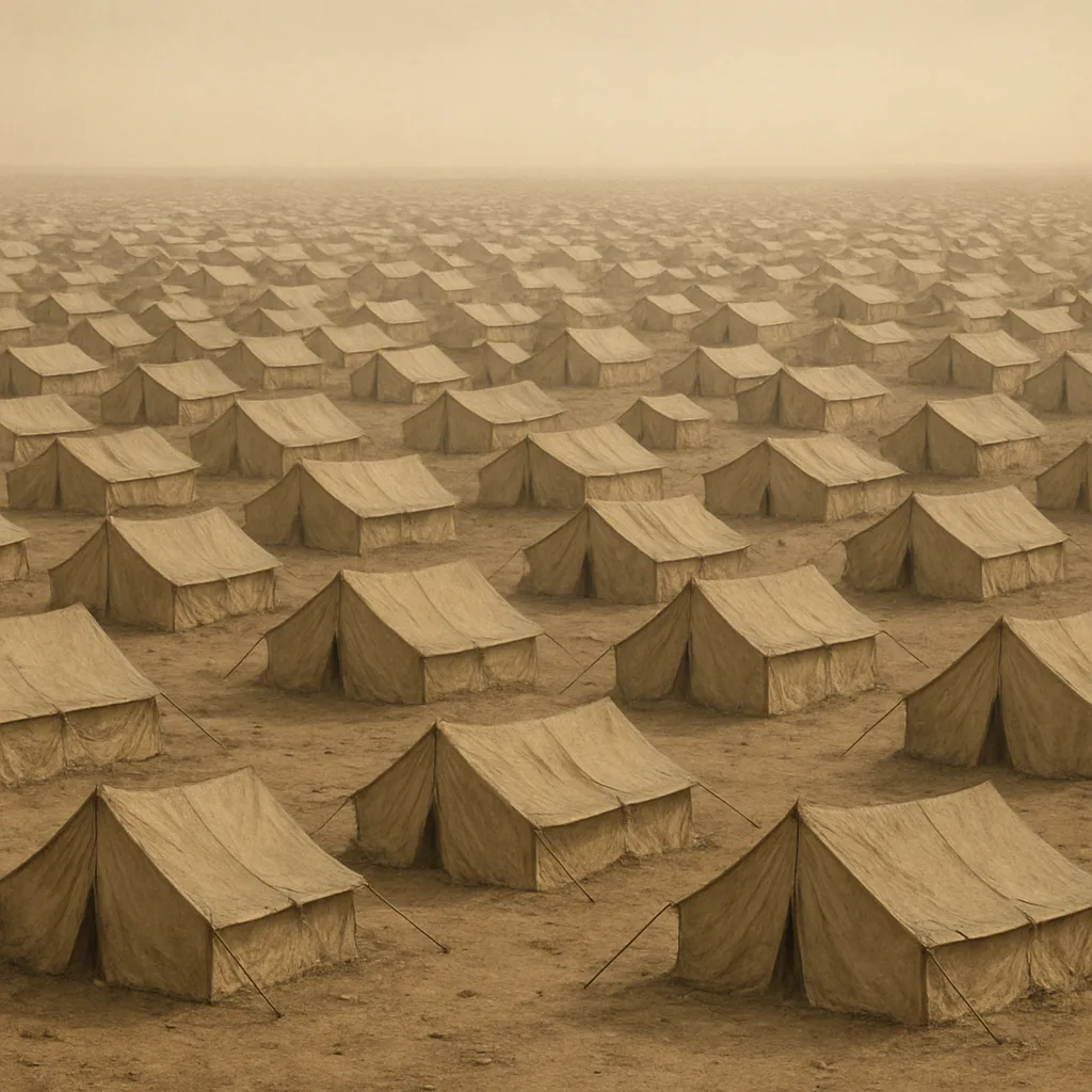 Countless Individual Tents of a Sprawling Refugee Camp Create