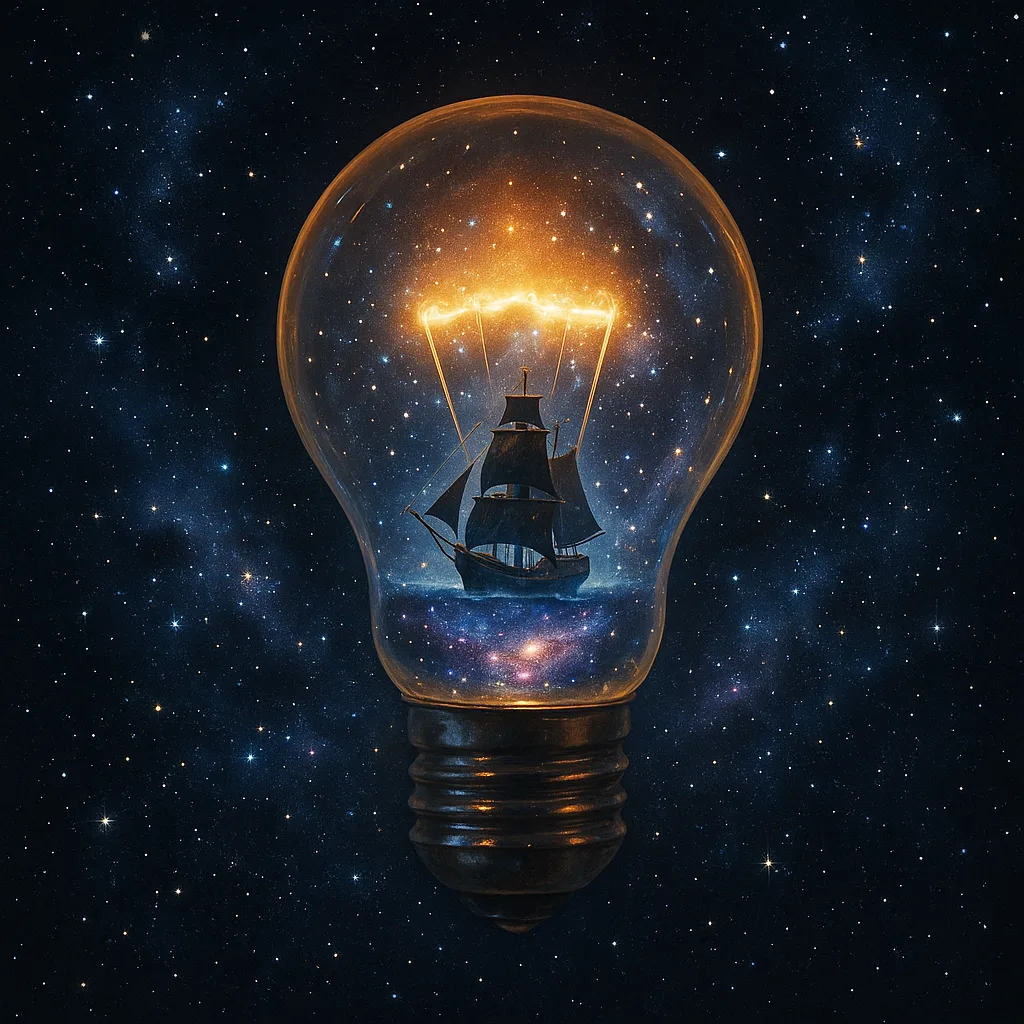 Picture Depicting a Luminous Light Bulb Hovering in the Expanse