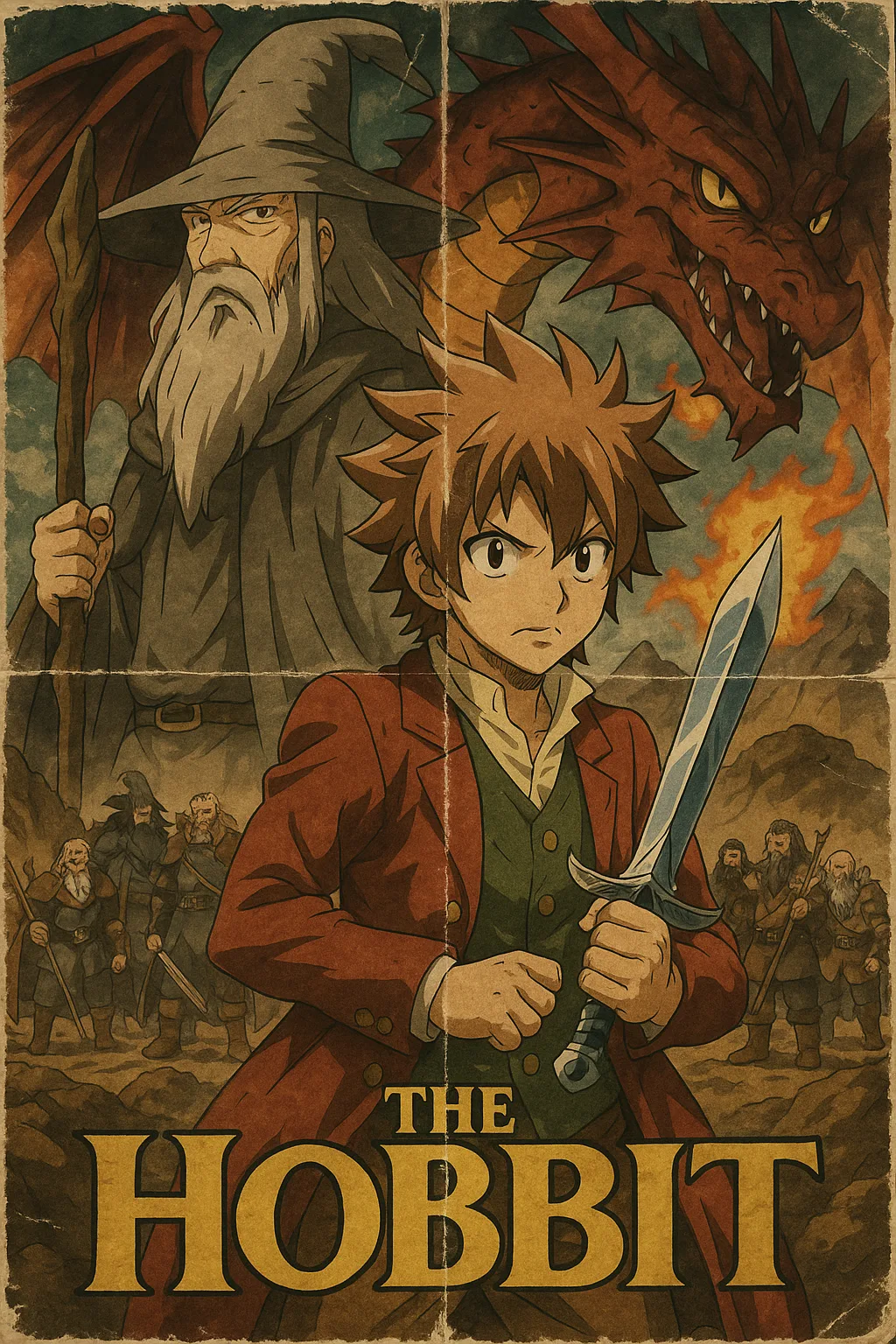 Worn Poster for an Anime Adaptation of [The Hobbit]