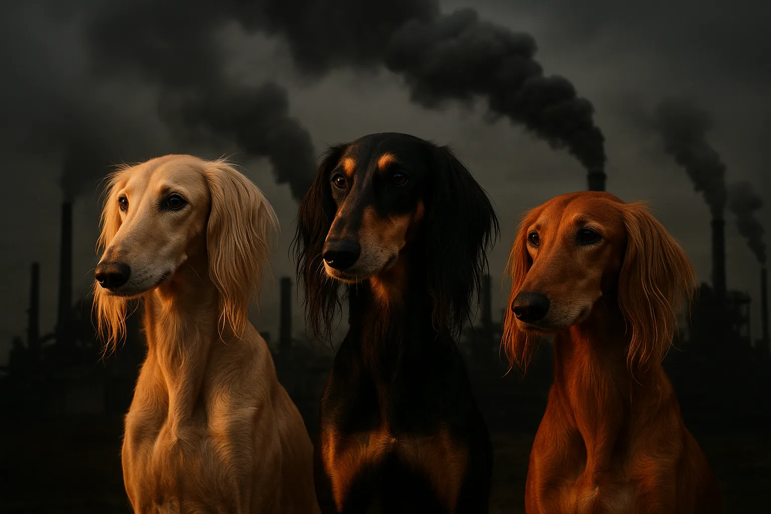 Three Varied Salukis