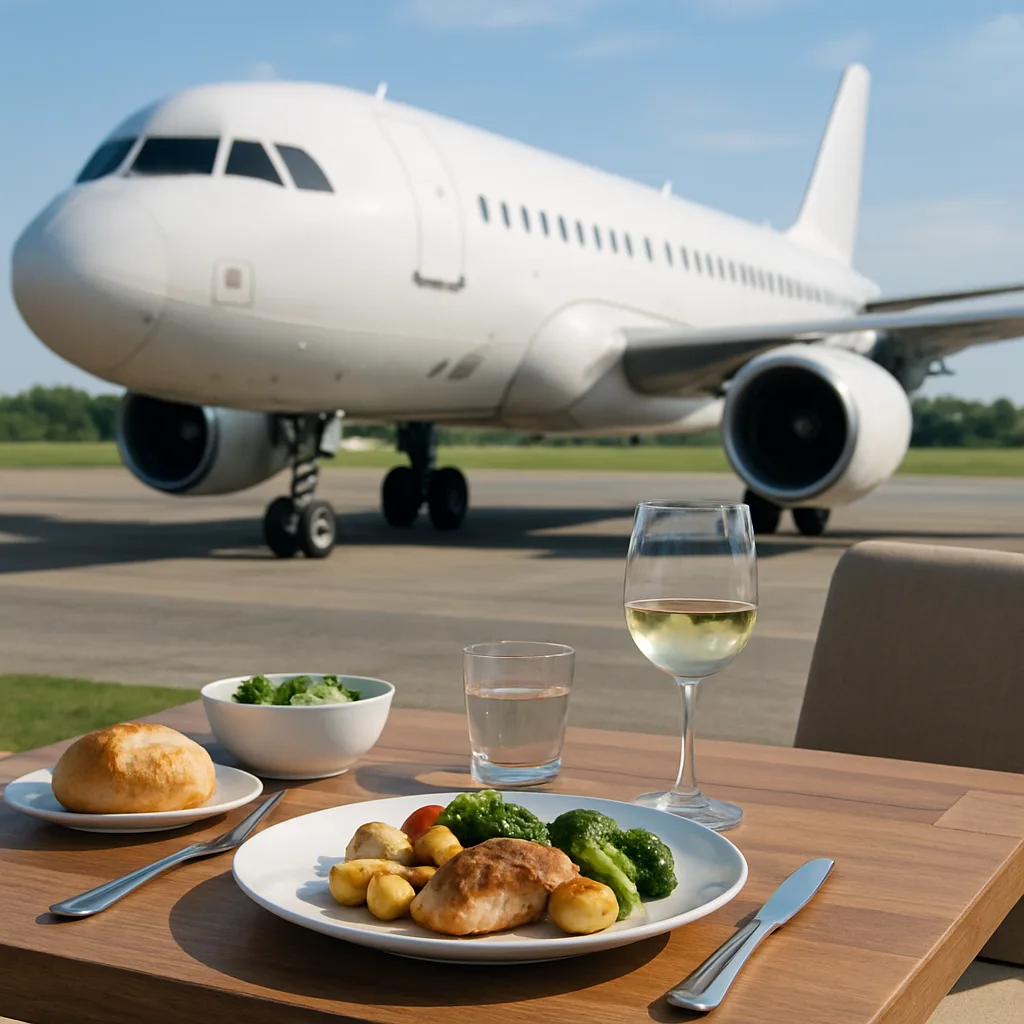 Image Featuring an Airplane with a Dining Table