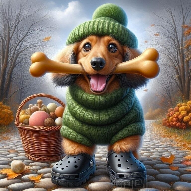 Happy Dachshund in Autumn Path