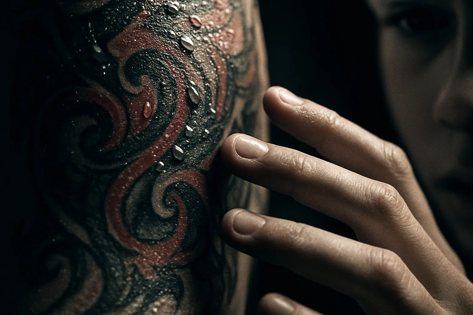 Sweat Traces a Performer's Vivid Tattoo