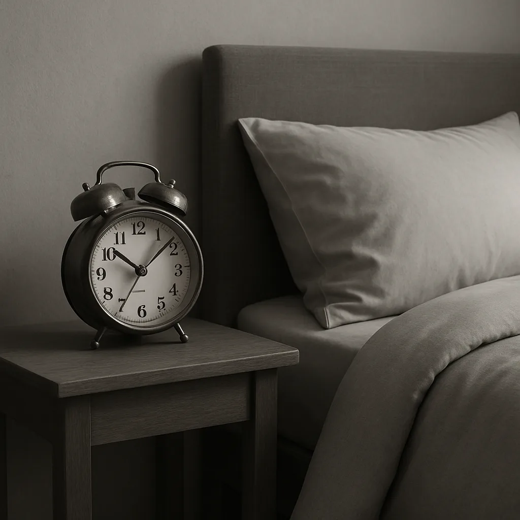 Tranquil Grayscale Image Showcasing a Tidy Bedroom Setup