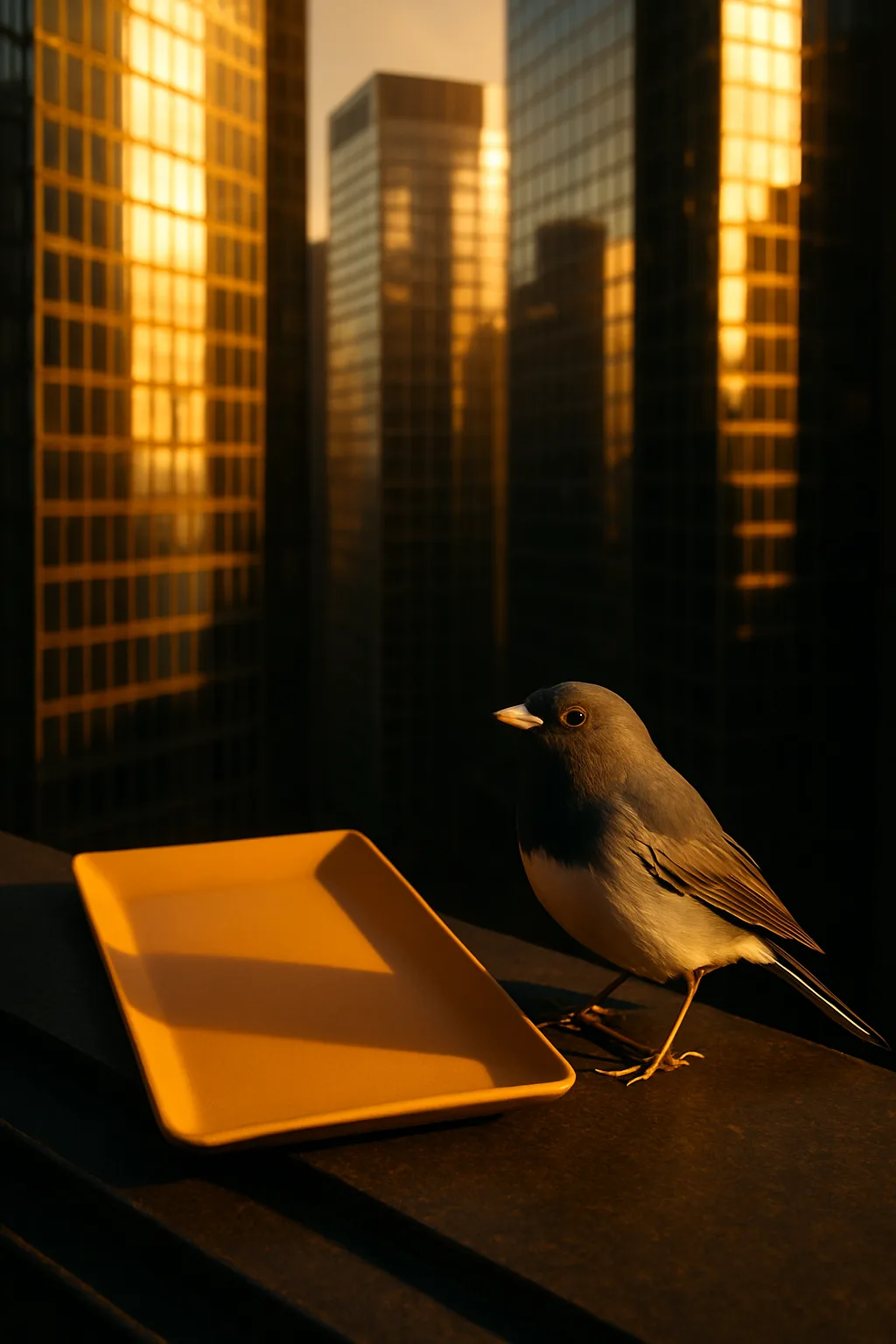 Amidst Gleaming Skyscrapers with Reflective Glass Facades at Day