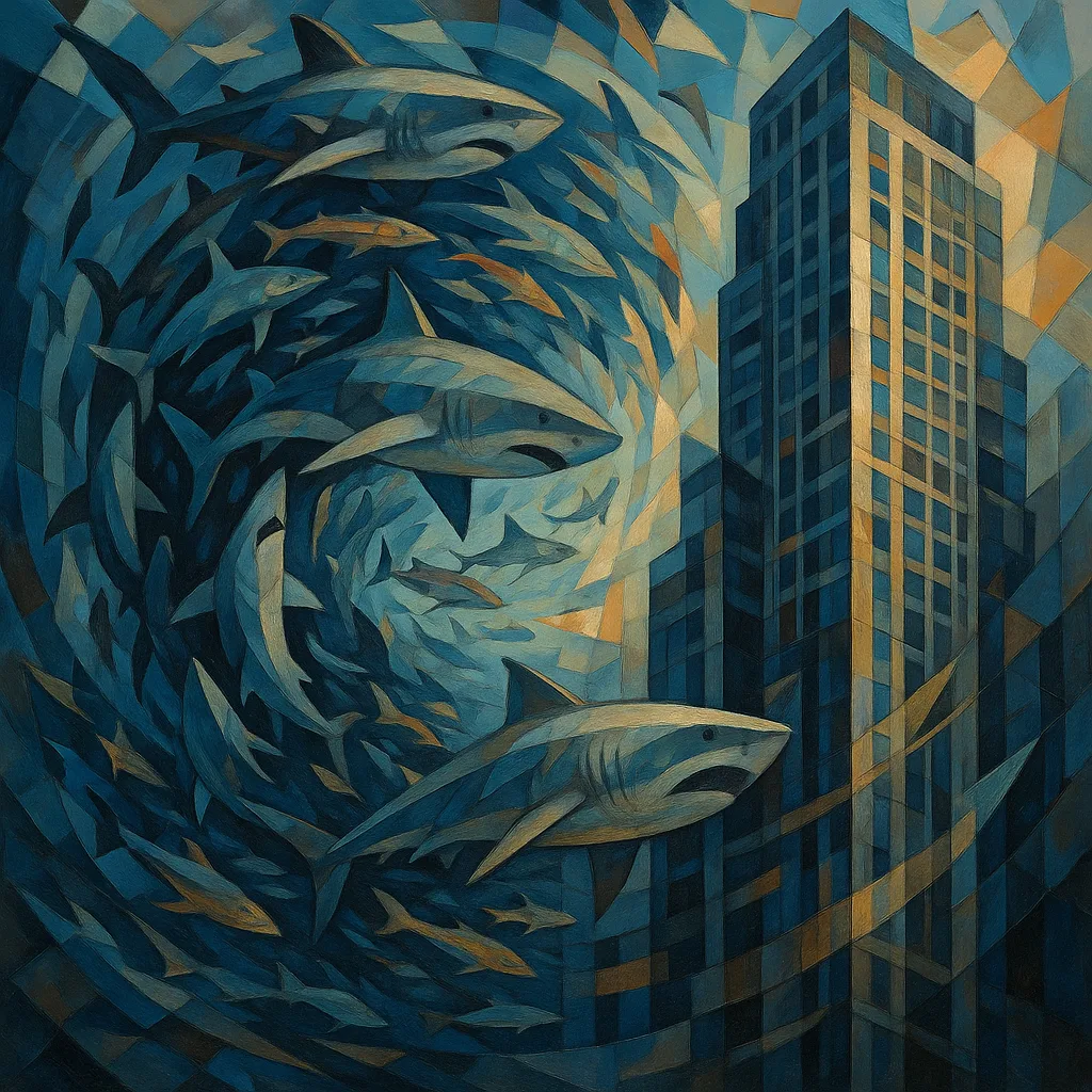Depict a Chaotic Vortex of Sea Creatures