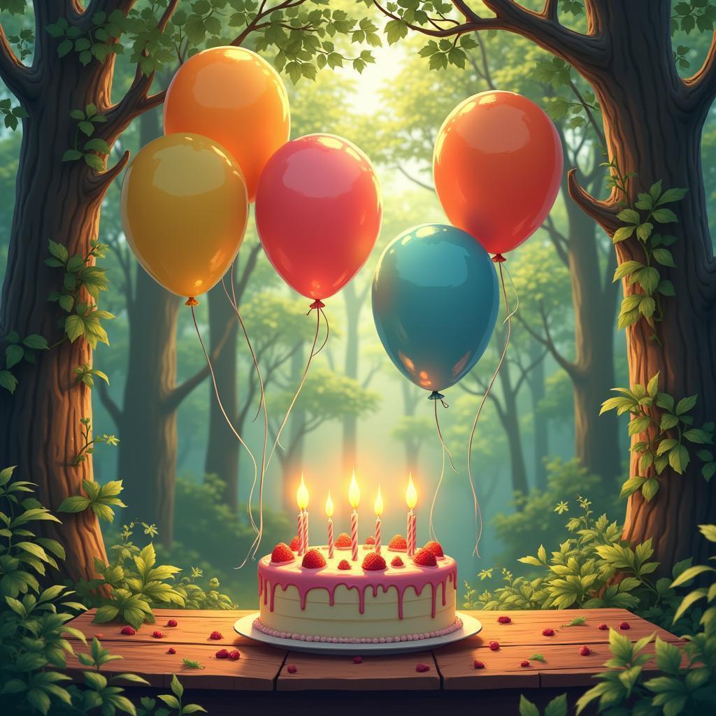 Anime Birthday Party in a Lush Forest