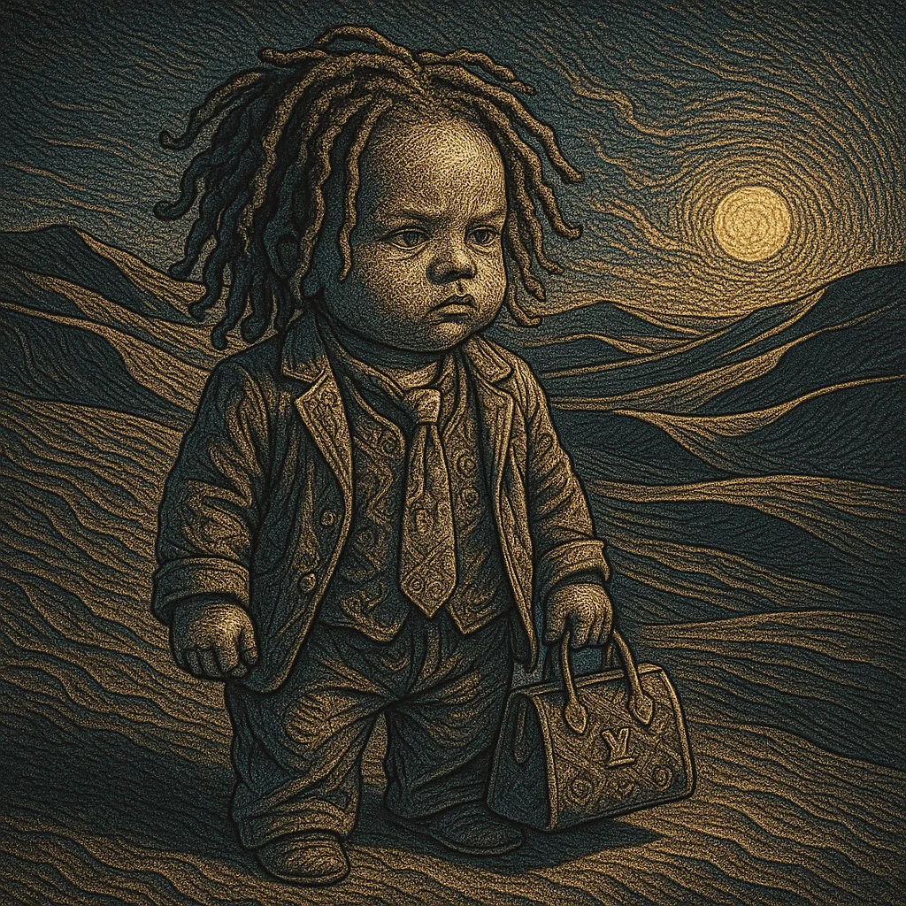 Infant Exuding the Unexpected Gravitas of a Bohemian Business Tycoon—complete