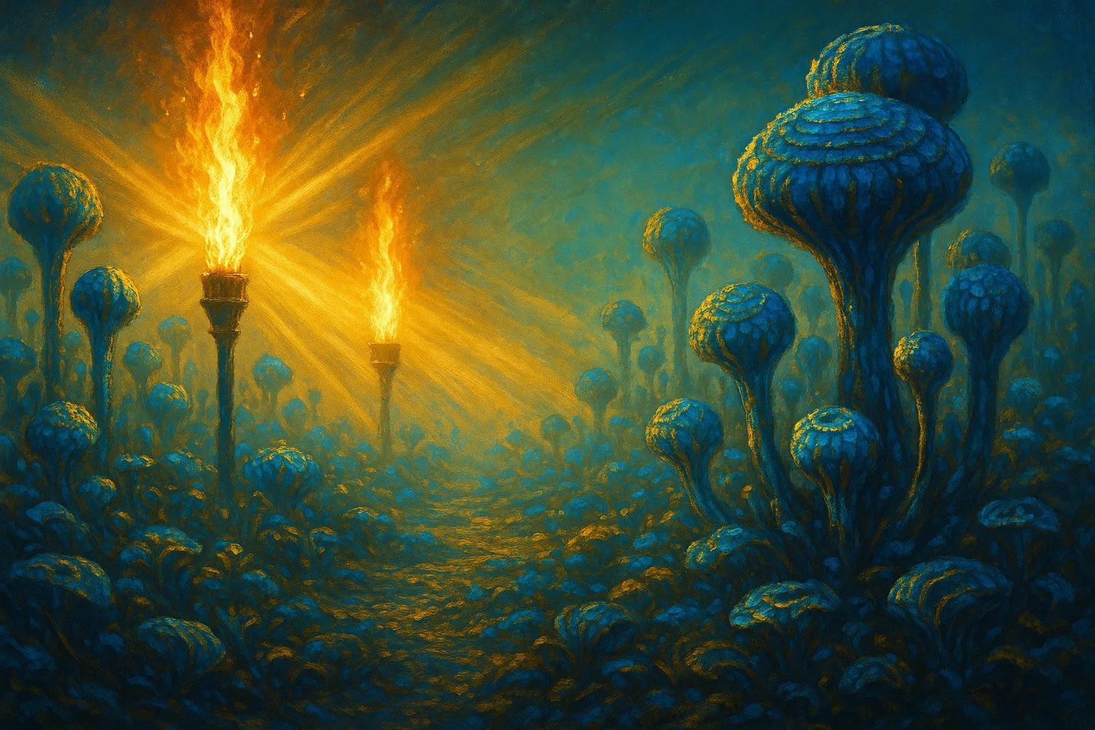 Two Varied Torches Blaze