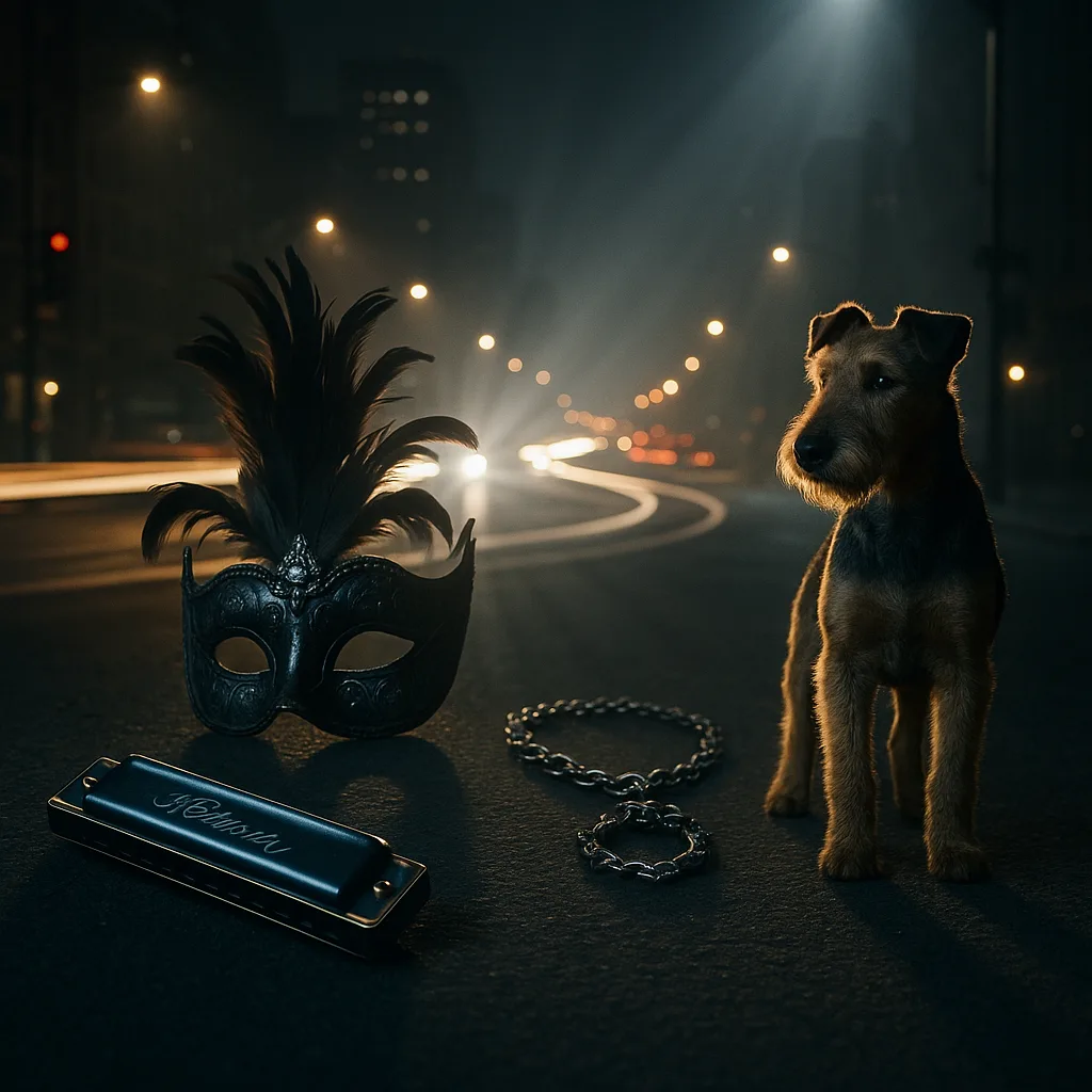 Against the Backdrop of a Busy Urban Intersection at Night