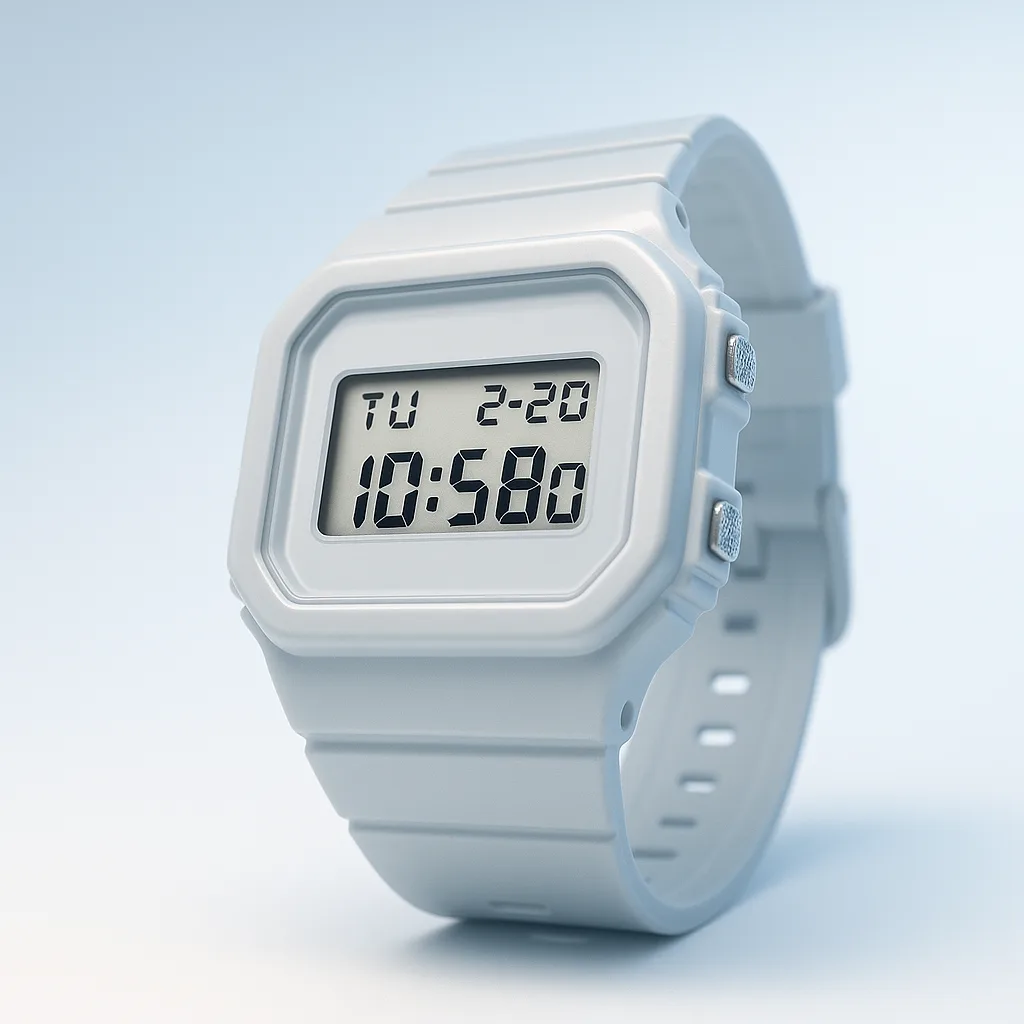 Single Modern Square Digital Watch—defined by its Integrated Resin Strap