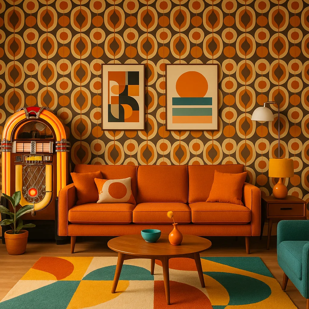 Modern Living Room with Retro Decor