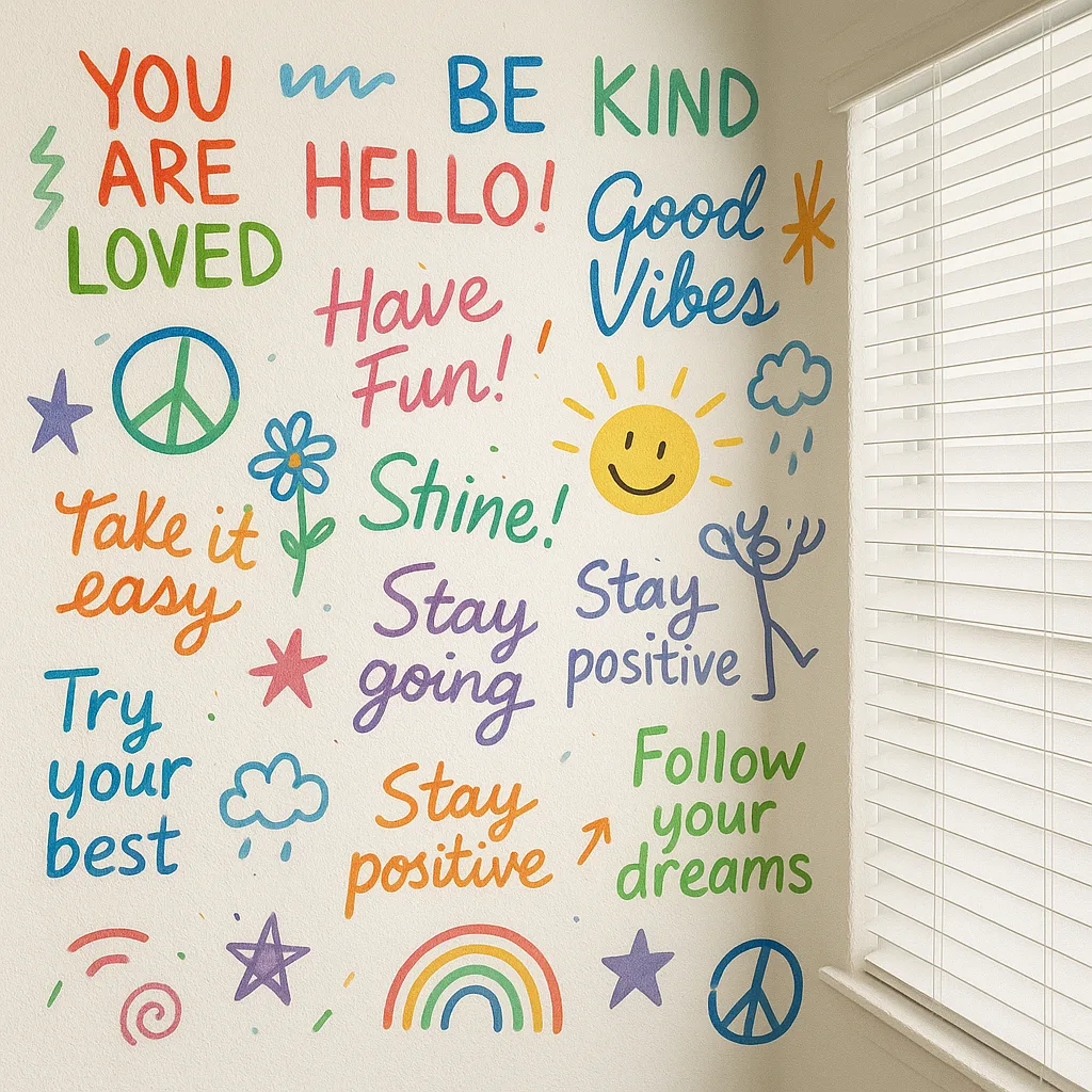 White Wall Covered in Colorful Handwritten Messages
