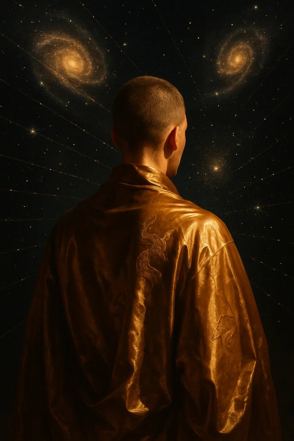 Solitary Figure with a Sharply Defined Very Short Buzz Cut