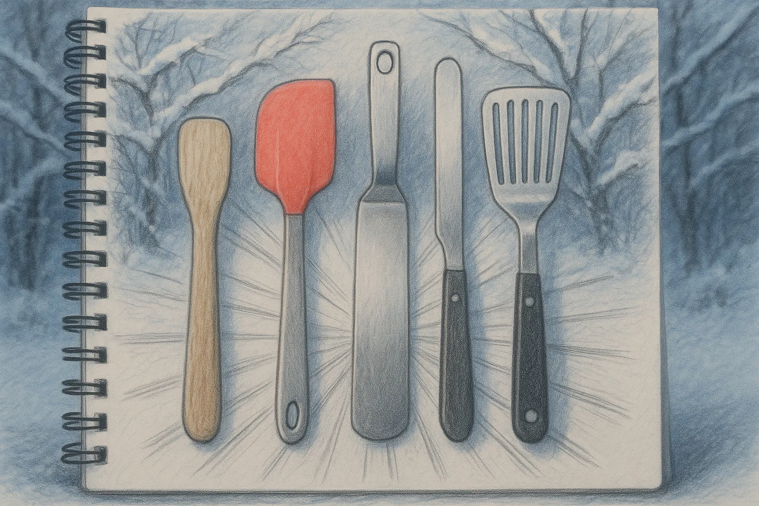 Striking Sketchbook Aesthetic Reveals Snow-laden Branches in a Winter Wonderland