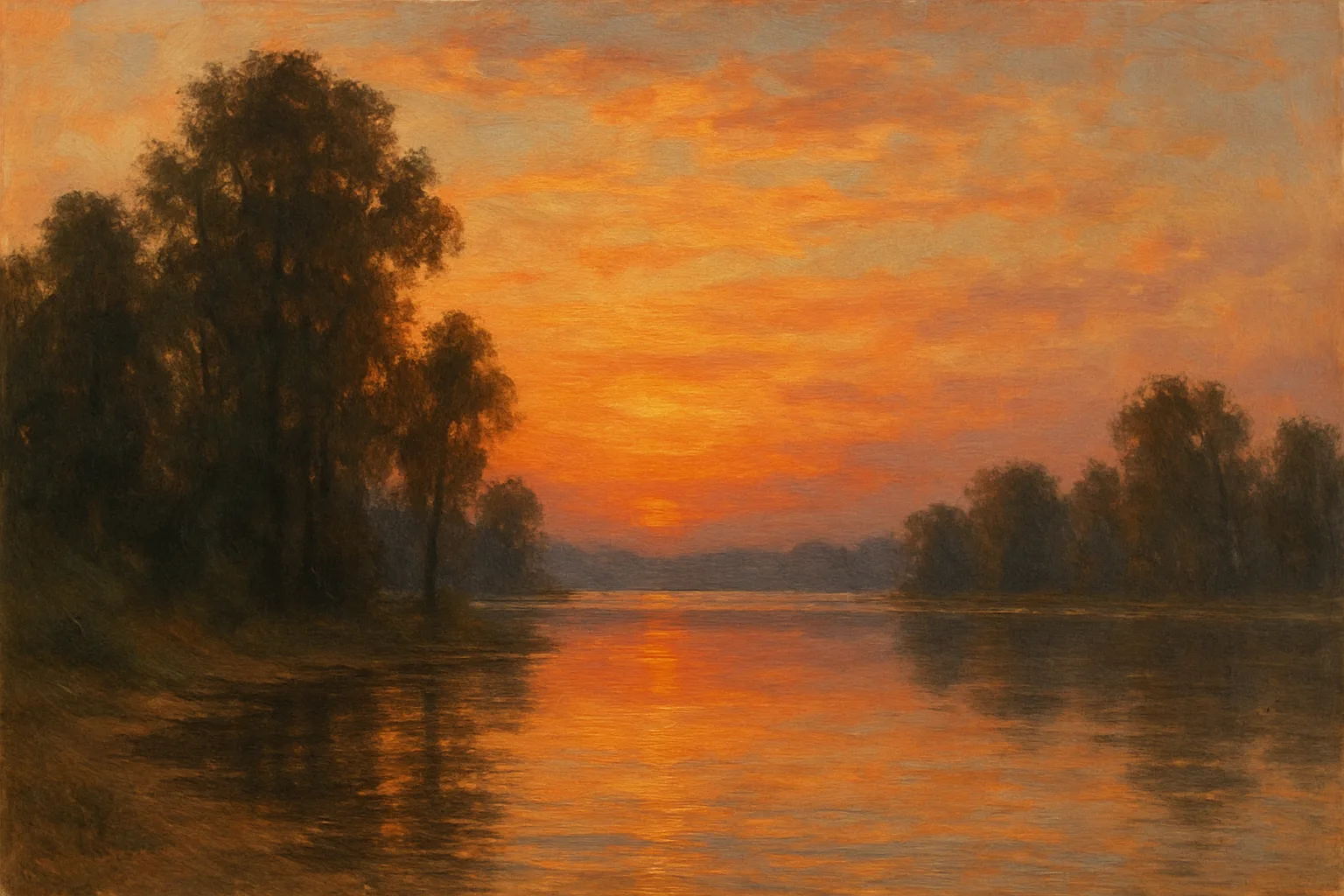 Tranquil Lakeside Setting During Sunset