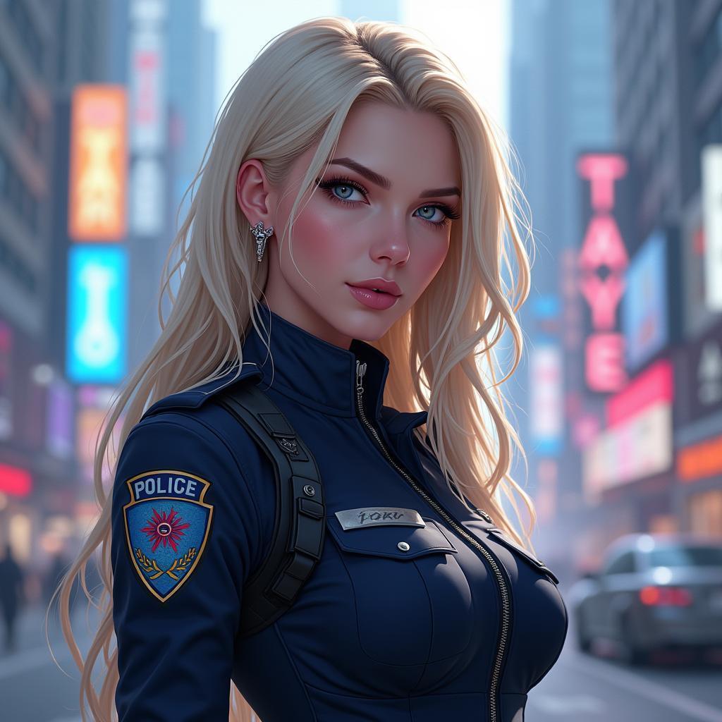 Elizabeth Olsen as Cyberpunk Police Officer