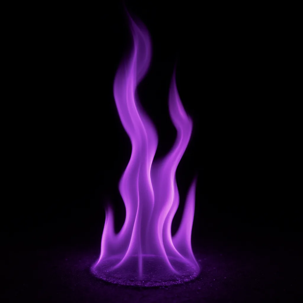 Fire Burning with a Striking Purple or Lavender Tint
