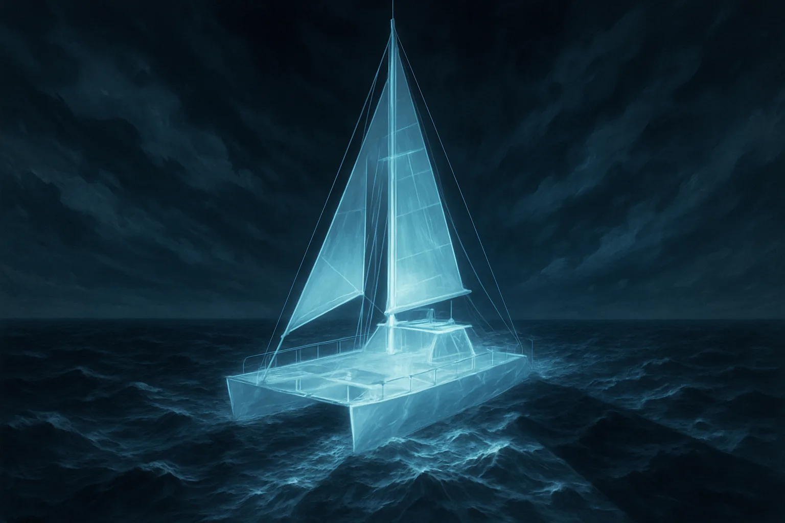 Ghostly Translucent Catamaran