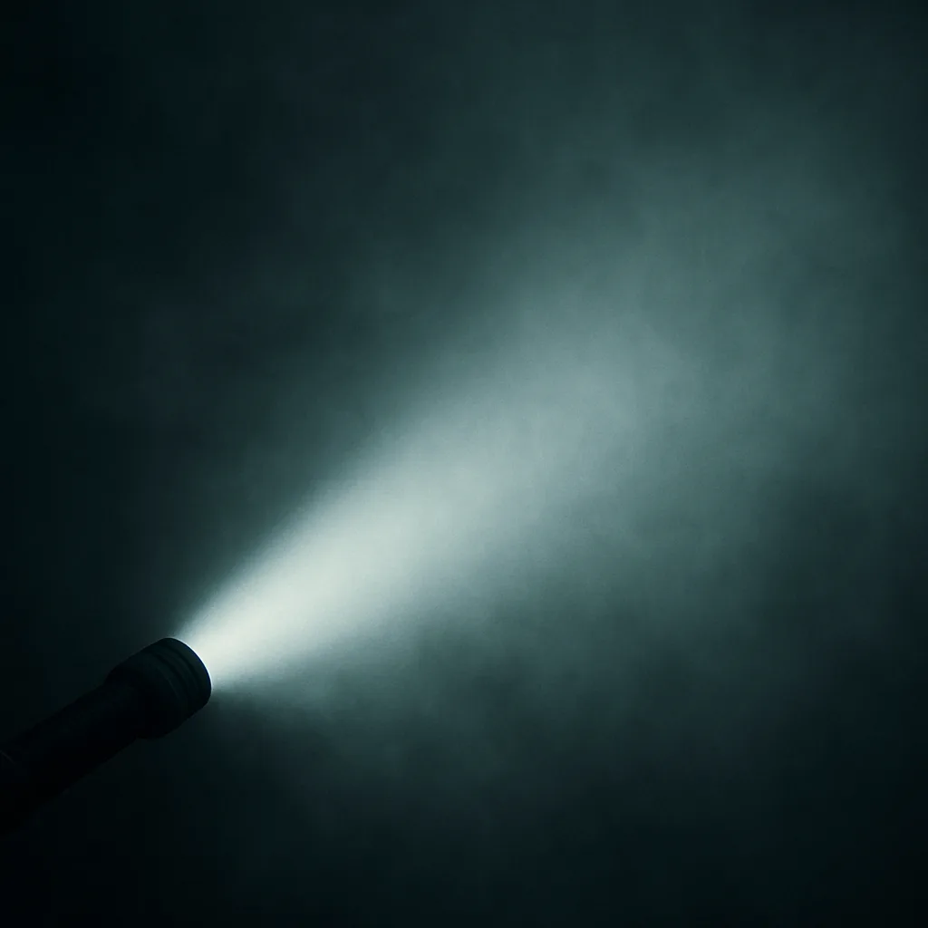 Beam of Light from a Flashlight Piercing Thick Fog