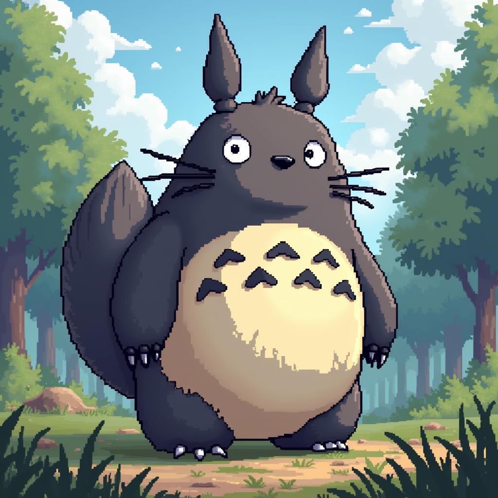 Totoro Rendered in Detailed Pixel Fur