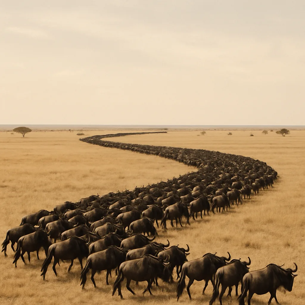Massive Herd of Wildebeest