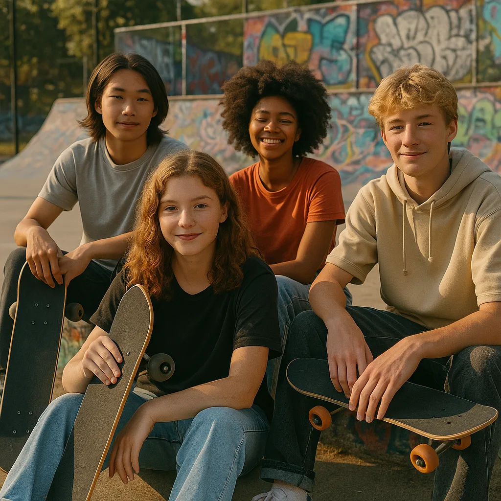 Teenagers Hanging Out by a Skate Park Adorned with Graffiti