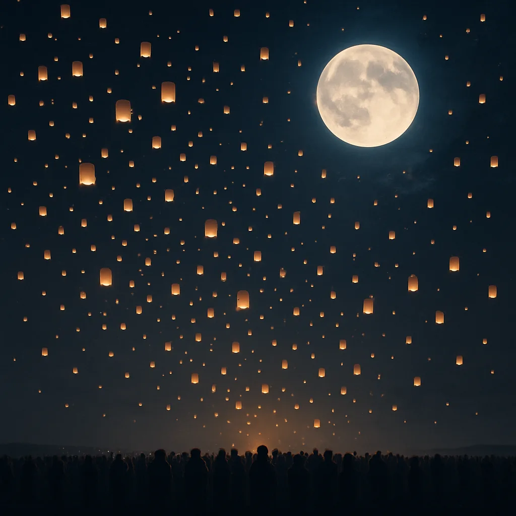 Innumerable Tiny Lanterns Drift Skyward