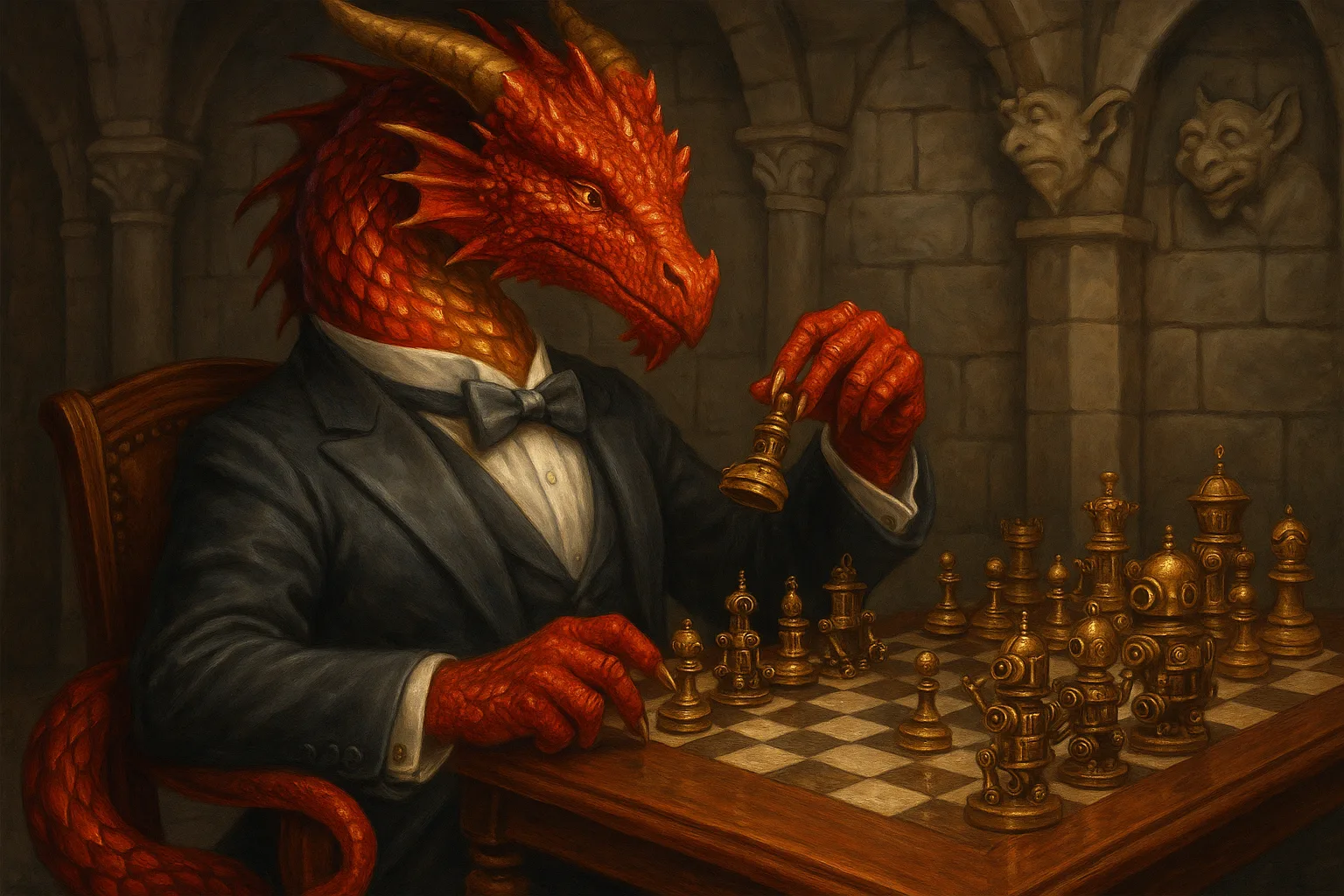Regal Crimson Dragon with Gleaming Scales That Resemble Molten Lava
