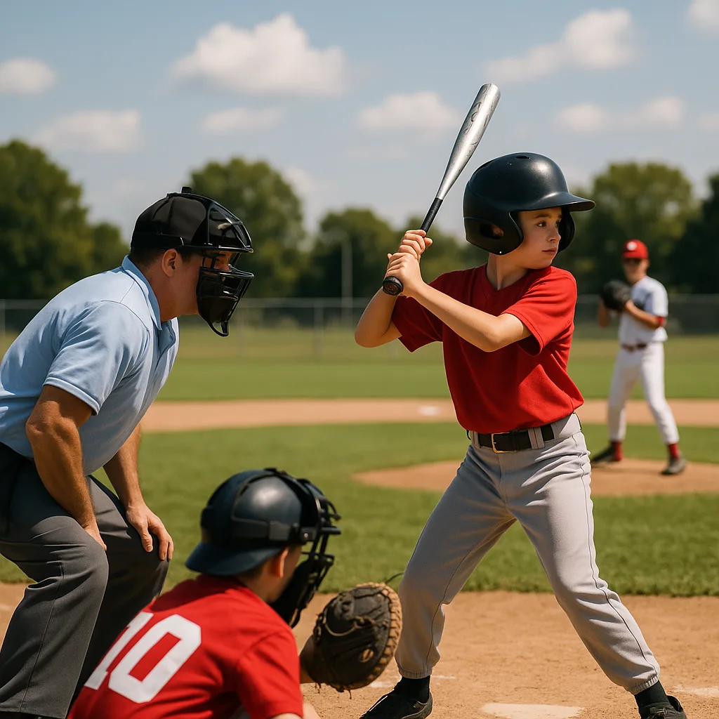 Youth Baseball Player Prepares to Bat