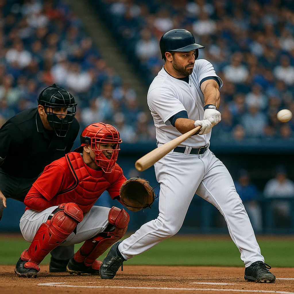 Baseball Player in a White Jersey Swings a Bat
