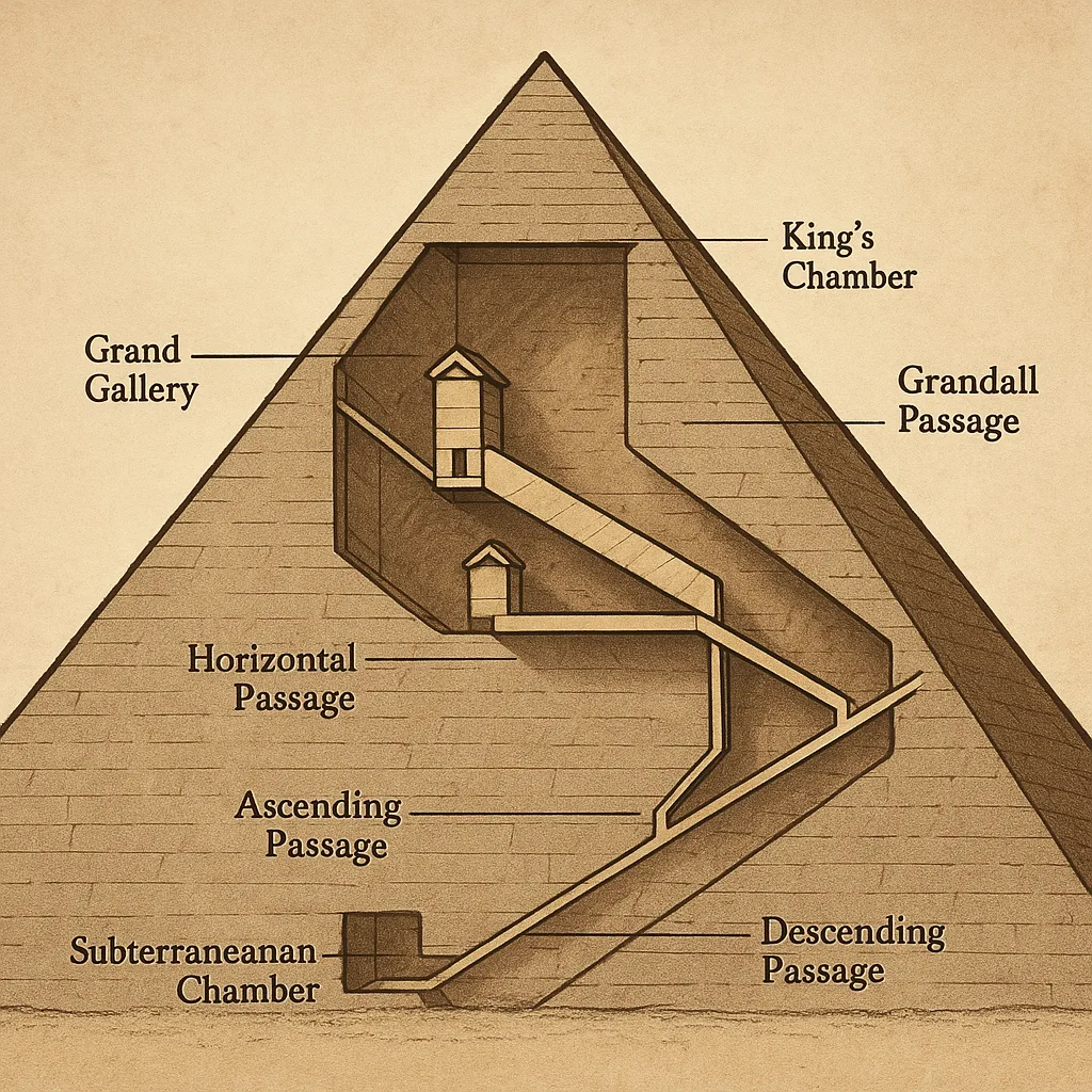 Illustrated Cross-section Depicting the Internal Rooms and Corridors
